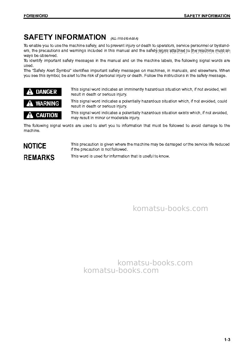 Komatsu hm400-3jpn Operation manual cover Page 4 Komatsu hm400-3jpn Operation manual cover Page 4
