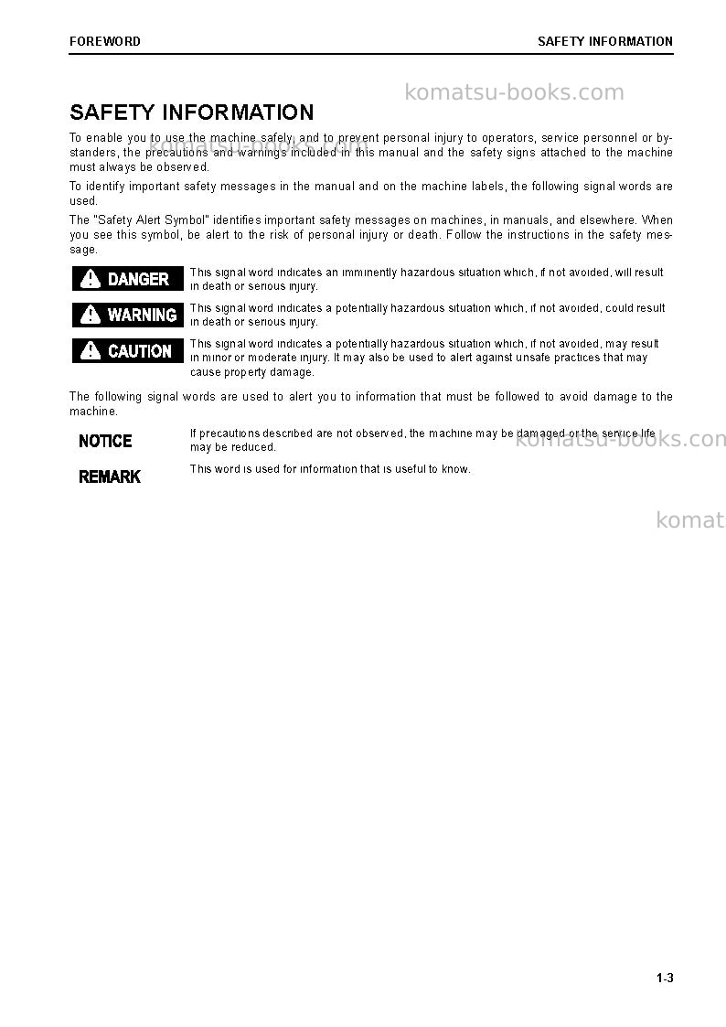 Komatsu wa470-8jpn Operation manual cover Page 4 Komatsu wa470-8jpn Operation manual cover Page 4