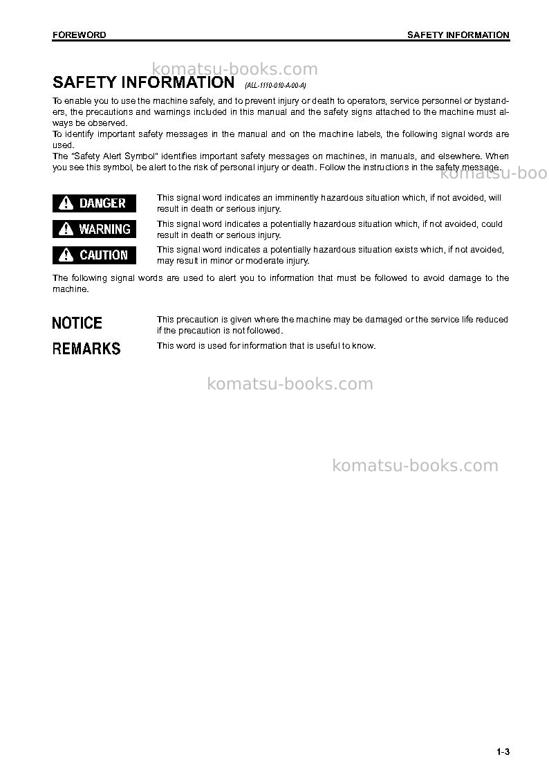 Komatsu hm400-3jpn Operation manual cover Page 4 Komatsu hm400-3jpn Operation manual cover Page 4