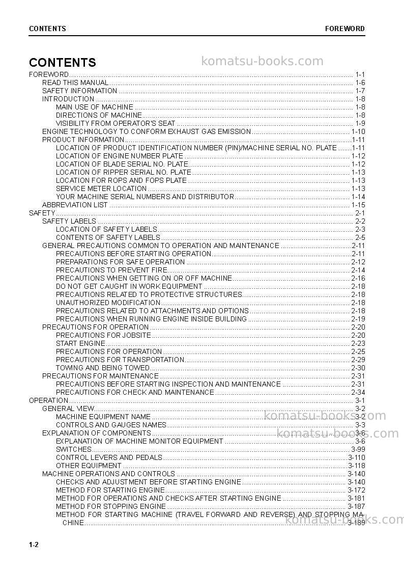Komatsu d375a-8jpn Operation manual cover Page 4 Komatsu d375a-8jpn Operation manual cover Page 4