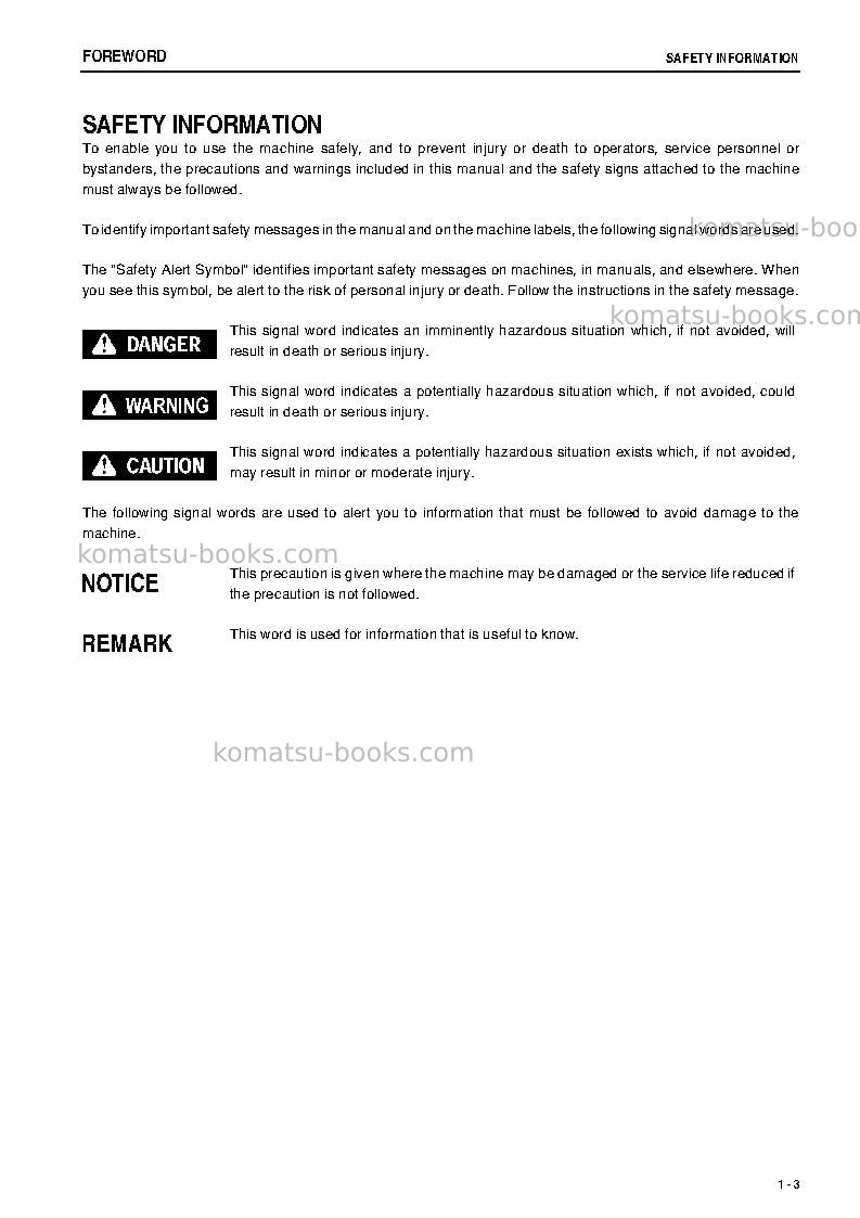 Komatsu hd785-7jpn Operation manual cover Page 4 Komatsu hd785-7jpn Operation manual cover Page 4