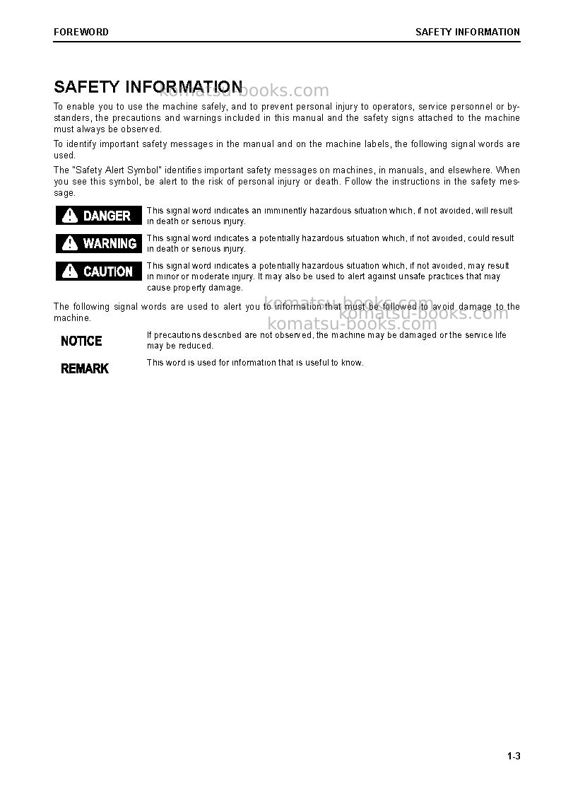 Komatsu wa480-8jpn Operation manual cover Page 4 Komatsu wa480-8jpn Operation manual cover Page 4