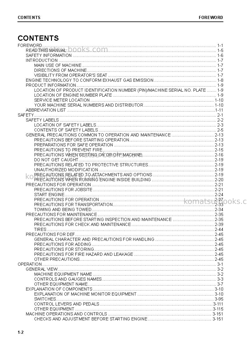Komatsu wa200-8jpn Operation manual cover Page 4 Komatsu wa200-8jpn Operation manual cover Page 4