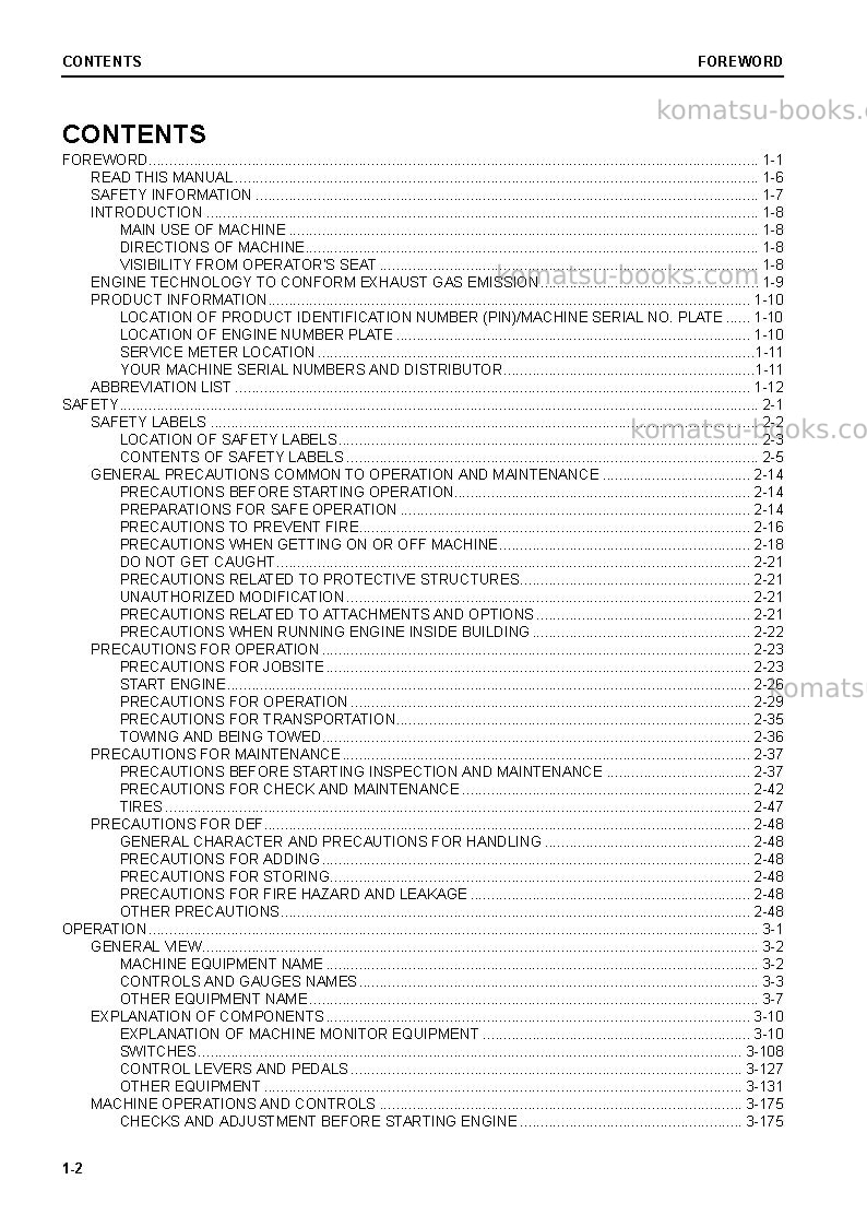 Komatsu wa470-8jpn Operation manual cover Page 4 Komatsu wa470-8jpn Operation manual cover Page 4