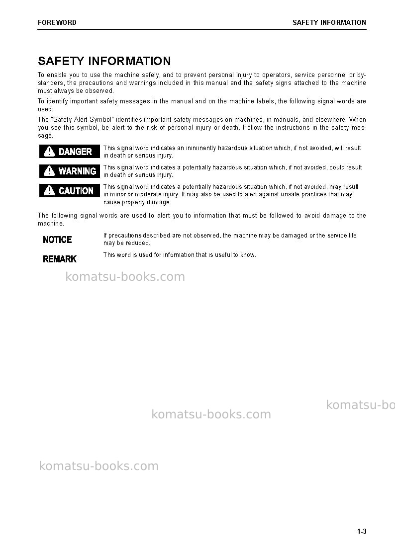 Komatsu d155ax-8jpn-sandy soil spec. Operation manual cover Page 4 Komatsu d155ax-8jpn-sandy soil spec. Operation manual cover Page 4