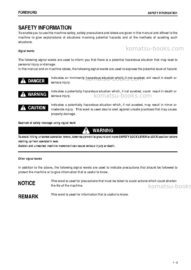 Komatsu gd825a-2jpn Operation manual cover Page 4 Komatsu gd825a-2jpn Operation manual cover Page 4