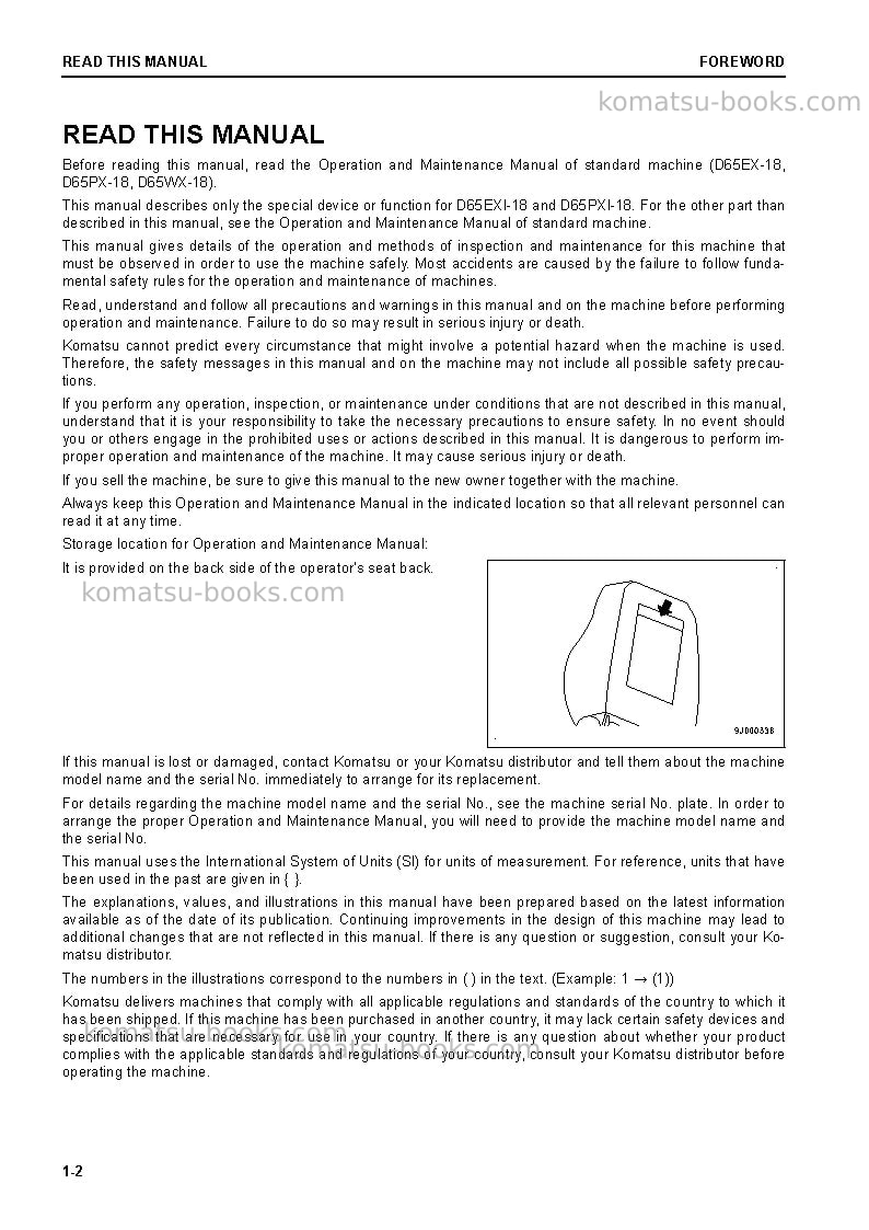 Komatsu d65exi-18jpn Operation manual cover Page 4
