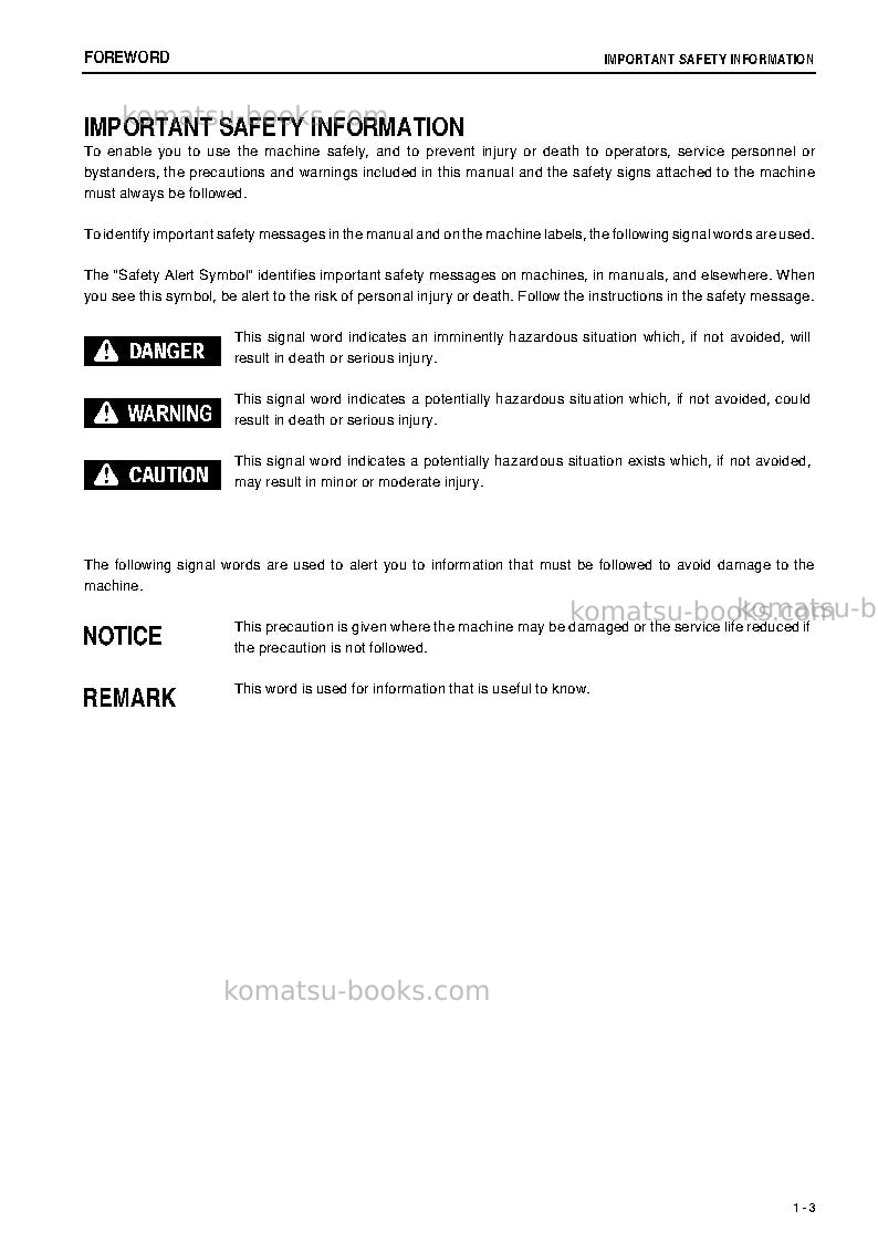 Komatsu d85px-15jpn-e0 Operation manual cover Page 4