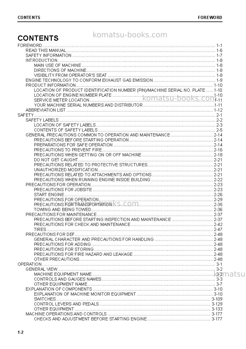 Komatsu wa480-8jpn Operation manual cover Page 4 Komatsu wa480-8jpn Operation manual cover Page 4