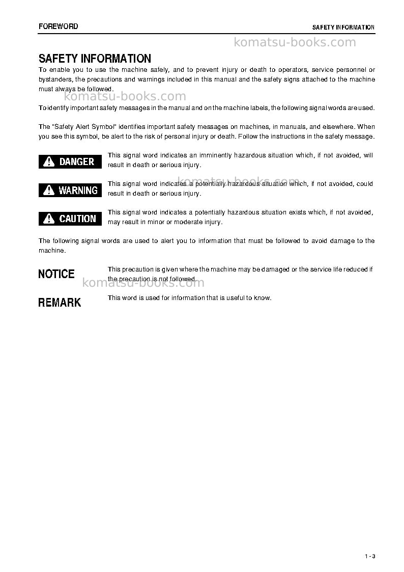 Komatsu d375a-6jpn-one-way steering lever Operation manual cover Page 4 Komatsu d375a-6jpn-one-way steering lever Operation manual cover Page 4