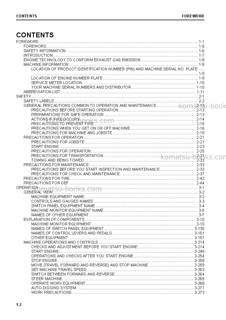 Komatsu wa475-10jpn Operation manual cover Page 4 Komatsu wa475-10jpn Operation manual cover Page 4