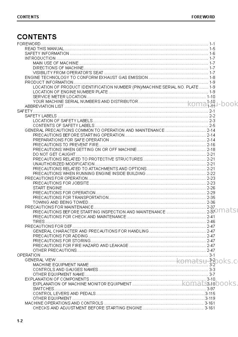 Komatsu wa270-8jpn Operation manual cover Page 4 Komatsu wa270-8jpn Operation manual cover Page 4