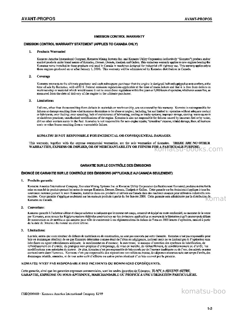 Komatsu pc220lc-7jpn Manuel d'utilisation couverture Page 4 Komatsu pc220lc-7jpn Manuel d'utilisation couverture Page 4
