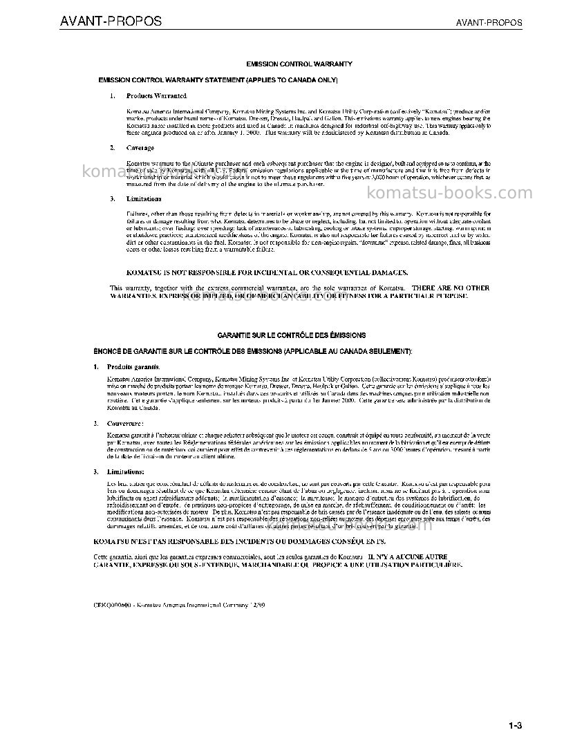 Komatsu pc40mr-2jpn-na Manuel d'utilisation couverture Page 4 Komatsu pc40mr-2jpn-na Manuel d'utilisation couverture Page 4
