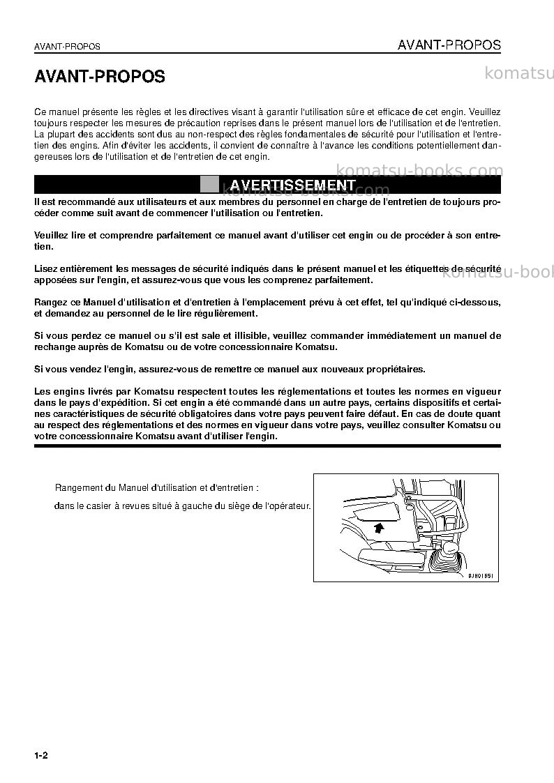 Komatsu pc78mr-6jpn Manuel d'utilisation couverture Page 4 Komatsu pc78mr-6jpn Manuel d'utilisation couverture Page 4