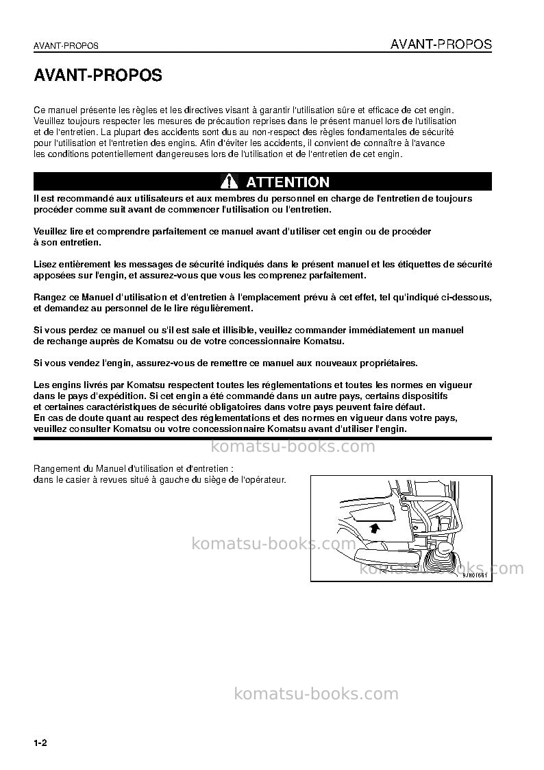 Komatsu pc138us-2jpn Manuel d'utilisation couverture Page 4 Komatsu pc138us-2jpn Manuel d'utilisation couverture Page 4