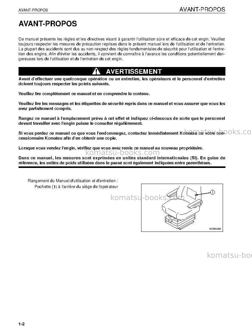 Komatsu wa250l-5jpn Manuel d'utilisation couverture Page 4 Komatsu wa250l-5jpn Manuel d'utilisation couverture Page 4
