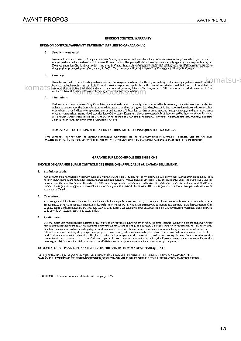 Komatsu wa250ptl-5jpn Manuel d'utilisation couverture Page 4