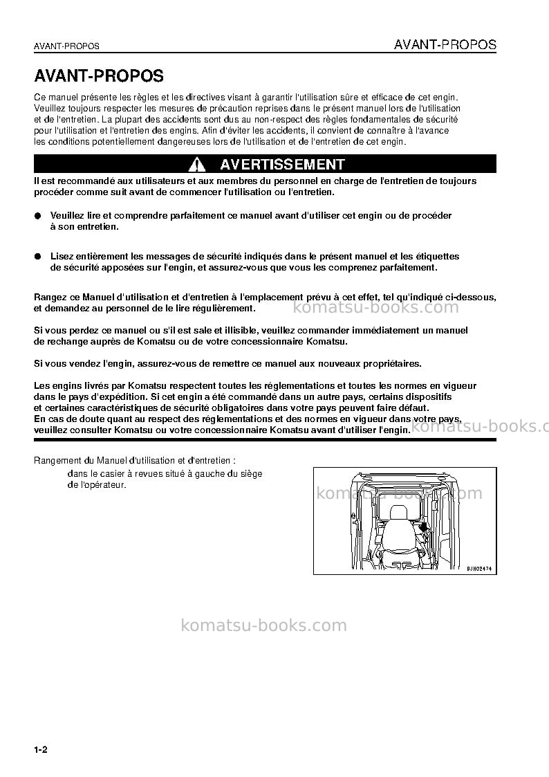 Komatsu pc1250lc-7jpn Manuel d'utilisation couverture Page 4