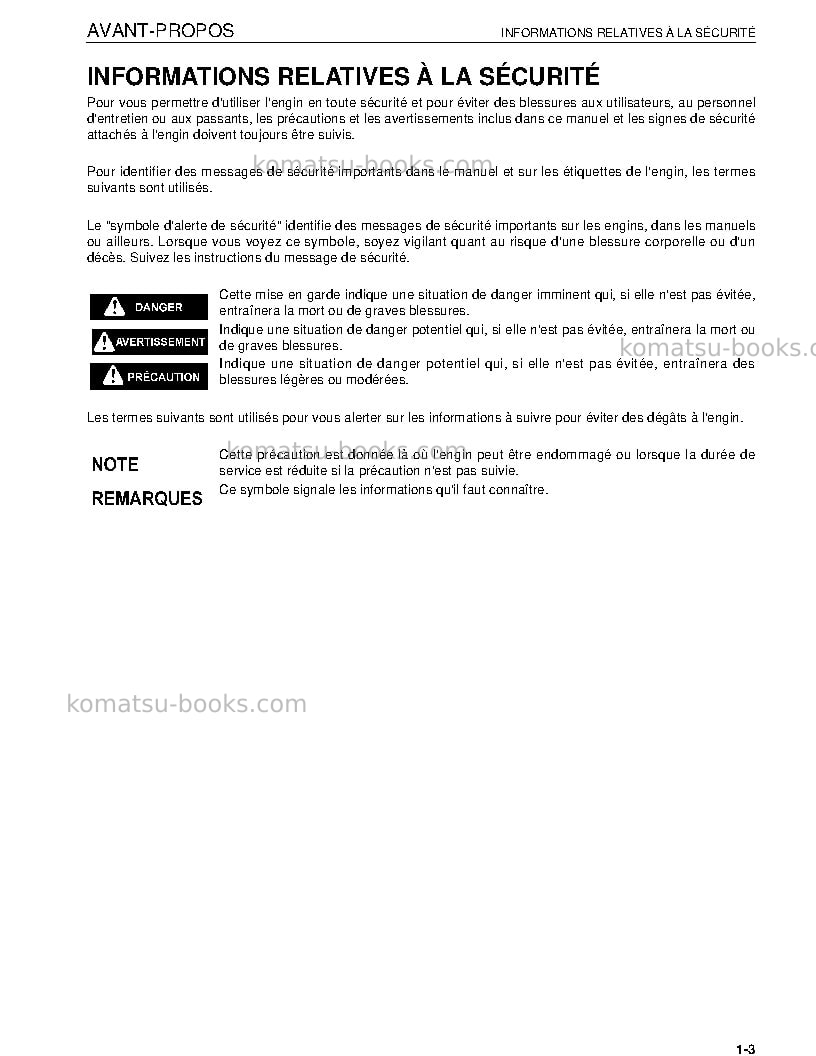 Komatsu d155ax-6jpn Manuel d'utilisation couverture Page 4 Komatsu d155ax-6jpn Manuel d'utilisation couverture Page 4