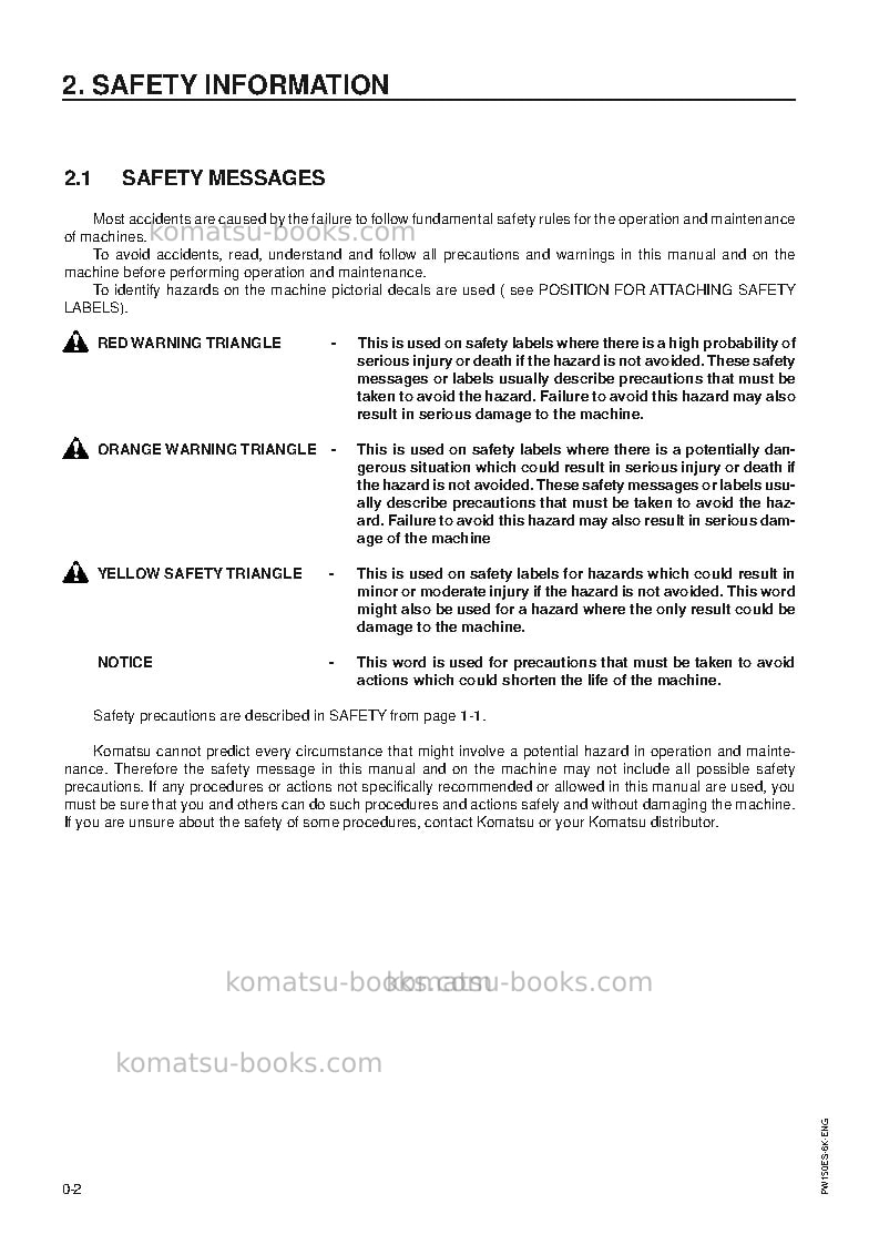 Komatsu pw150es-6gbr-k Operation manual cover Page 4