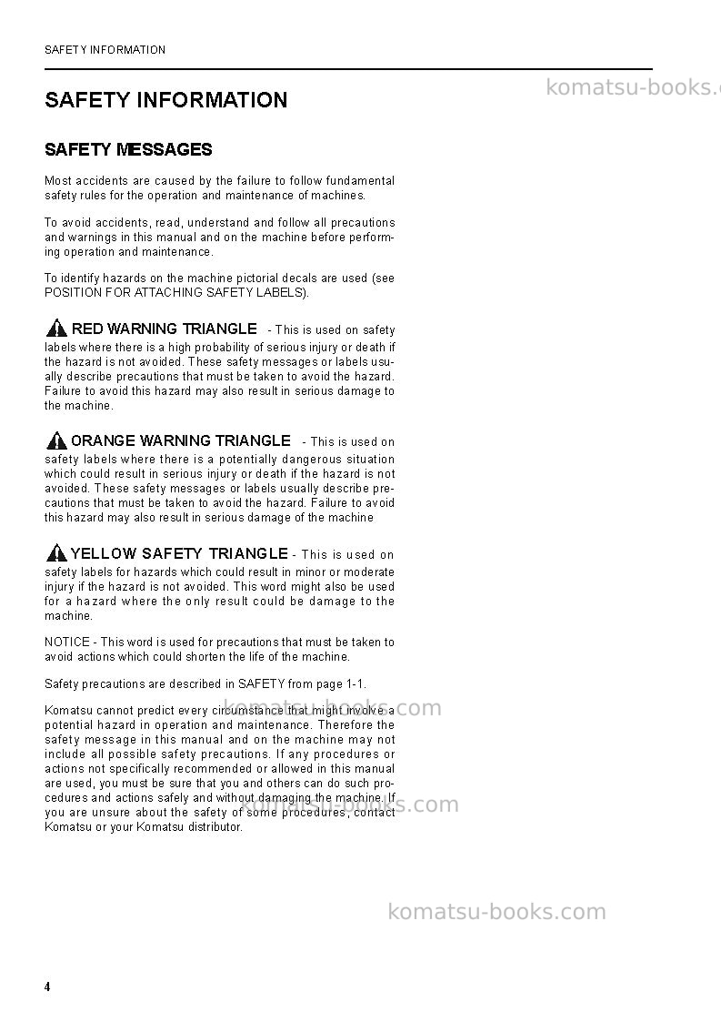Komatsu pw150es-6gbr-k Operation manual cover Page 4 Komatsu pw150es-6gbr-k Operation manual cover Page 4