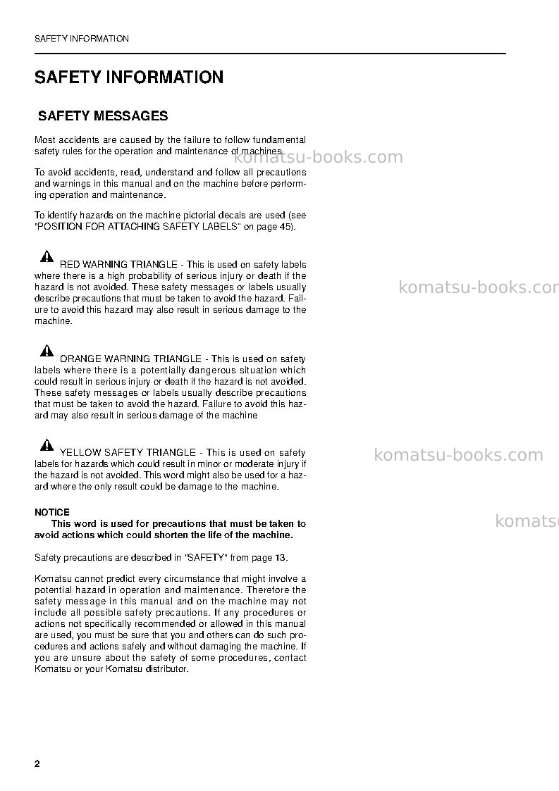 Komatsu pc200en-6gbr-k Operation manual cover Page 4 Komatsu pc200en-6gbr-k Operation manual cover Page 4