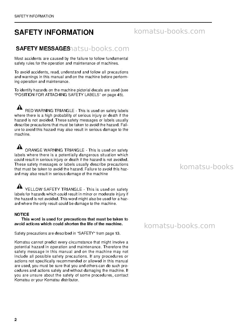 Komatsu pc180lc-6gbr-k Operation manual cover Page 4 Komatsu pc180lc-6gbr-k Operation manual cover Page 4