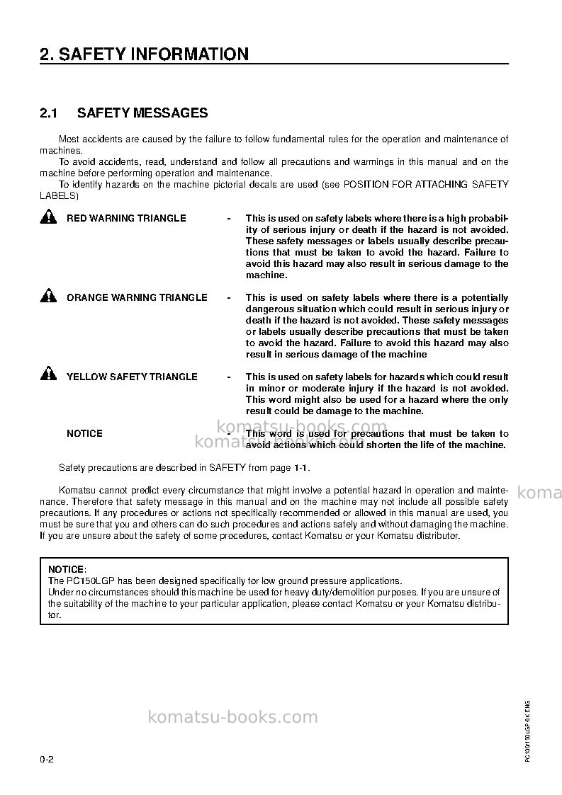 Komatsu pc130-6gbr-k Operation manual cover Page 4 Komatsu pc130-6gbr-k Operation manual cover Page 4