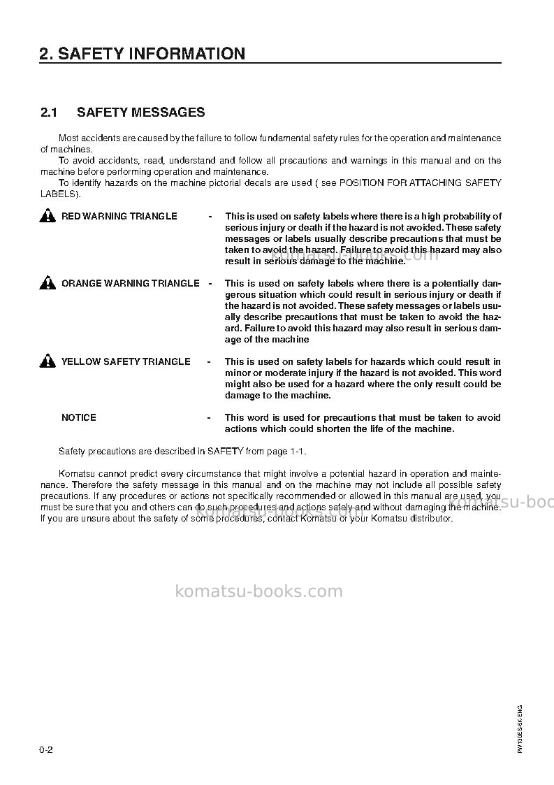 Komatsu pw130es-6gbr-k Operation manual cover Page 4