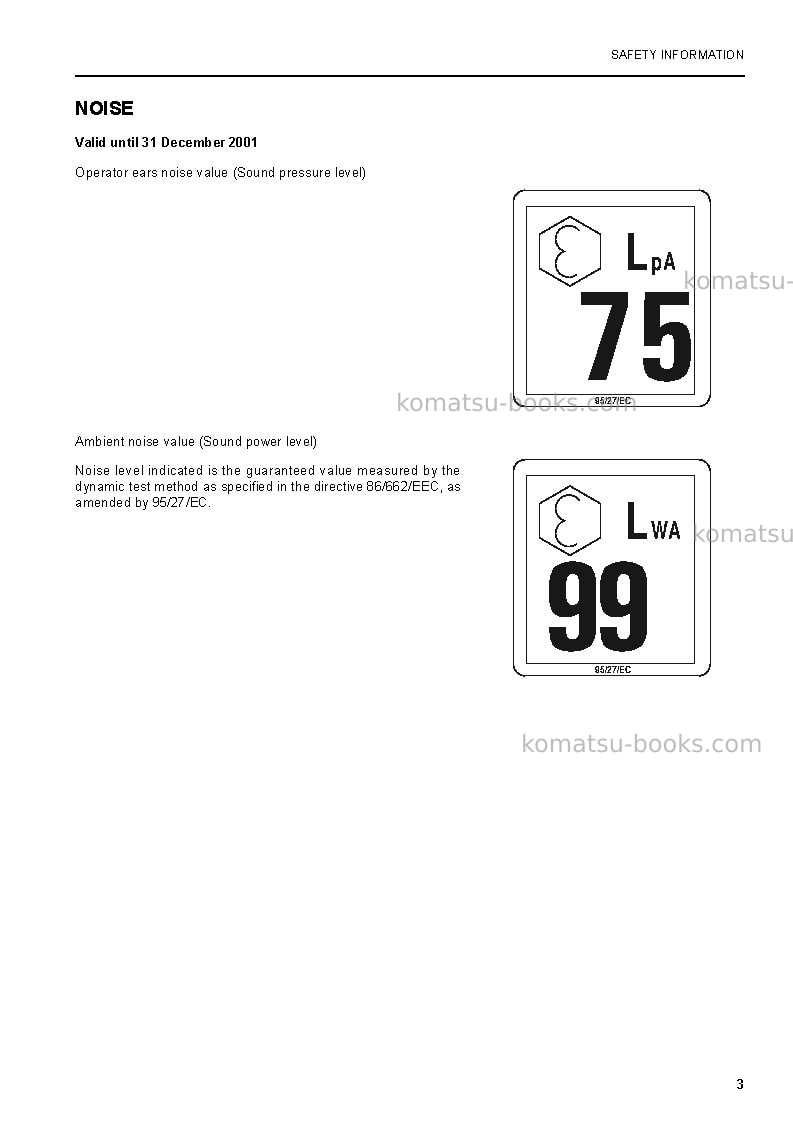 Komatsu pw130es-6gbr-k Operation manual cover Page 4