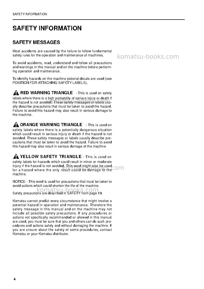 Komatsu pw200-7gbr-k Operation manual cover Page 4