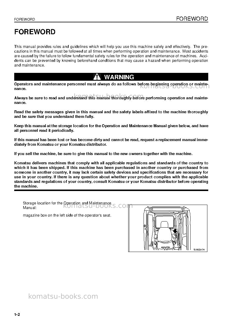 Komatsu pc130-7gbr-k Operation manual cover Page 4 Komatsu pc130-7gbr-k Operation manual cover Page 4