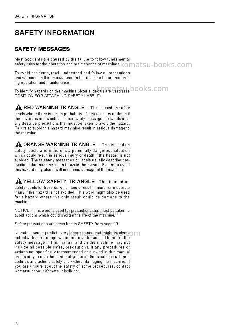 Komatsu pw220-7gbr-k Operation manual cover Page 4