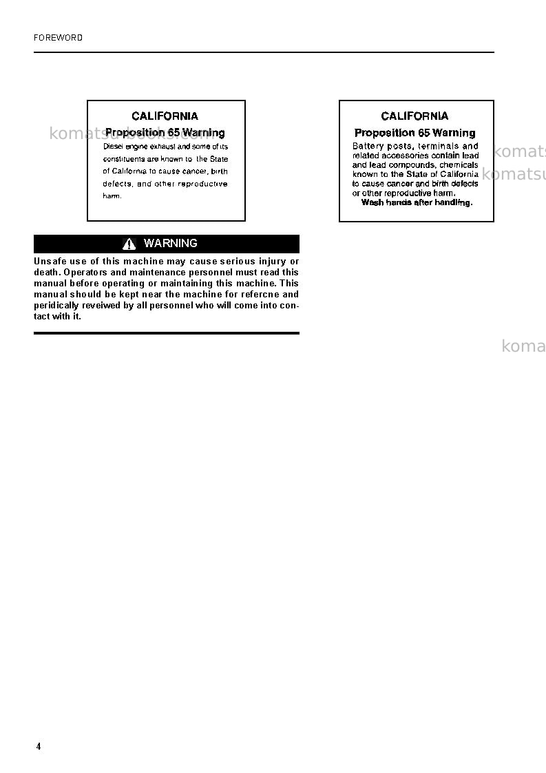Komatsu pw200-7gbr-usa Operation manual cover Page 4 Komatsu pw200-7gbr-usa Operation manual cover Page 4
