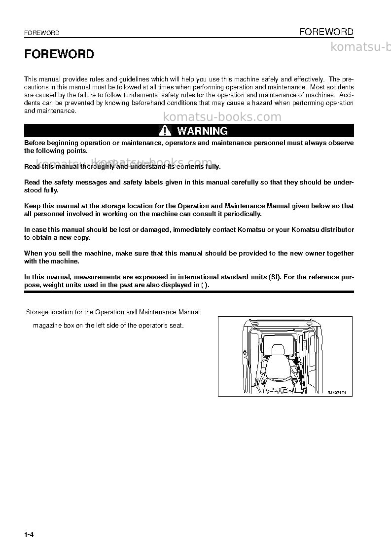 Komatsu pc210nlc-8gbr Operation manual cover Page 4 Komatsu pc210nlc-8gbr Operation manual cover Page 4