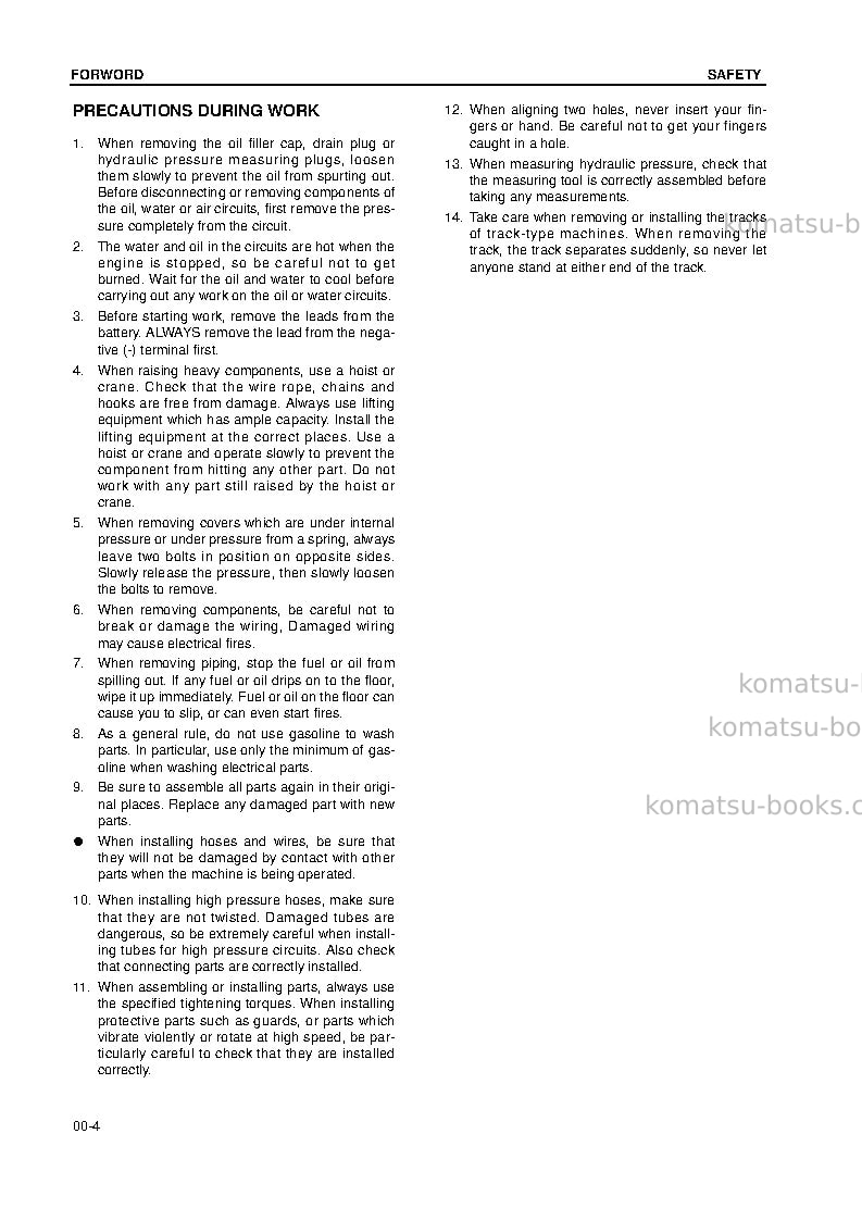 Komatsu pw130-7gbr-k Repair & maintenance cover Page 4