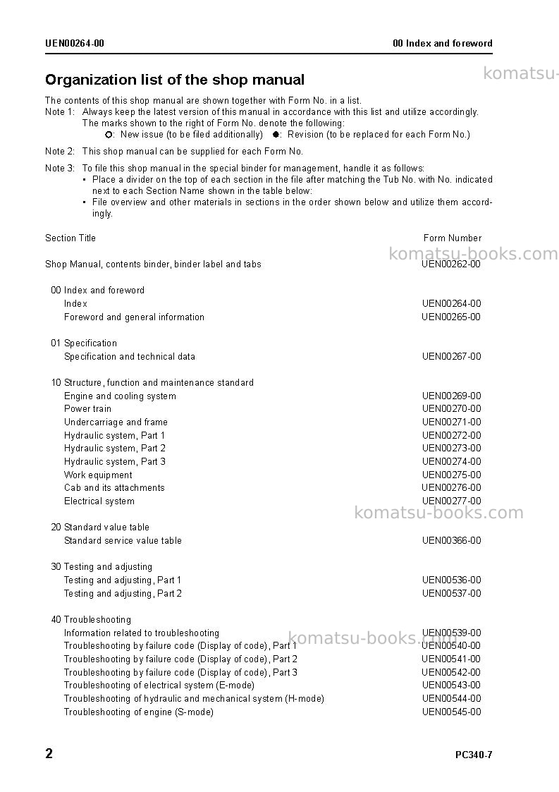Komatsu pc340lc-7gbr-tier 3 Repair & maintenance cover Page 4 Komatsu pc340lc-7gbr-tier 3 Repair & maintenance cover Page 4