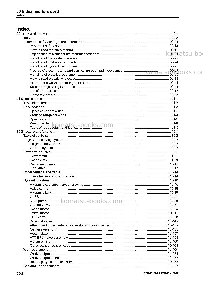 Komatsu pc240lc-10gbr Repair & maintenance cover Page 4