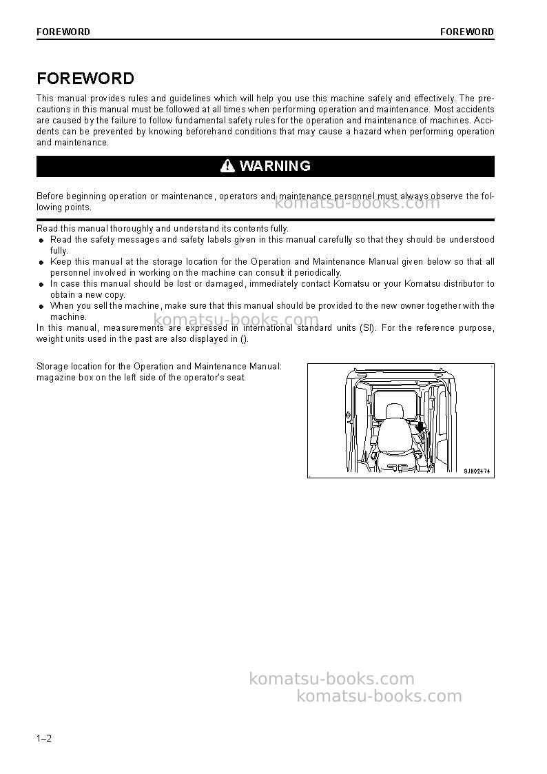 Komatsu pc240nlc-10gbr Operation manual cover Page 4 Komatsu pc240nlc-10gbr Operation manual cover Page 4