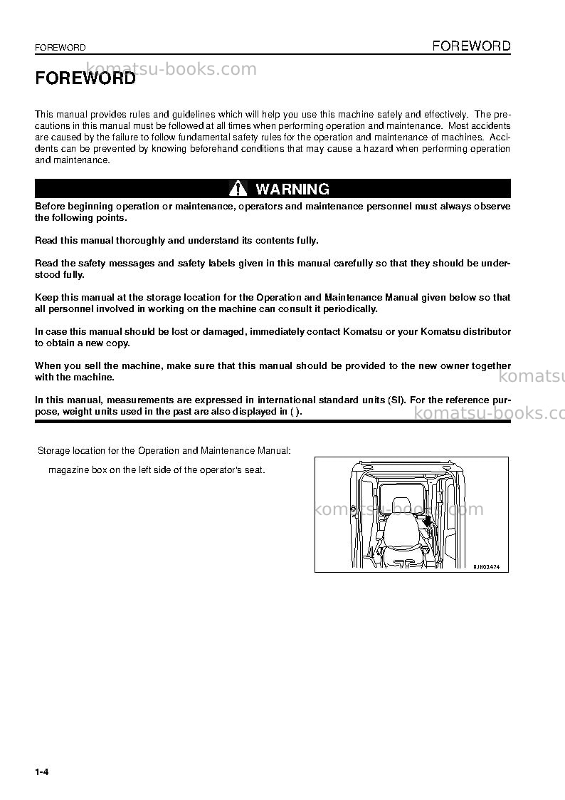 Komatsu pc210-8gbr Operation manual cover Page 4 Komatsu pc210-8gbr Operation manual cover Page 4