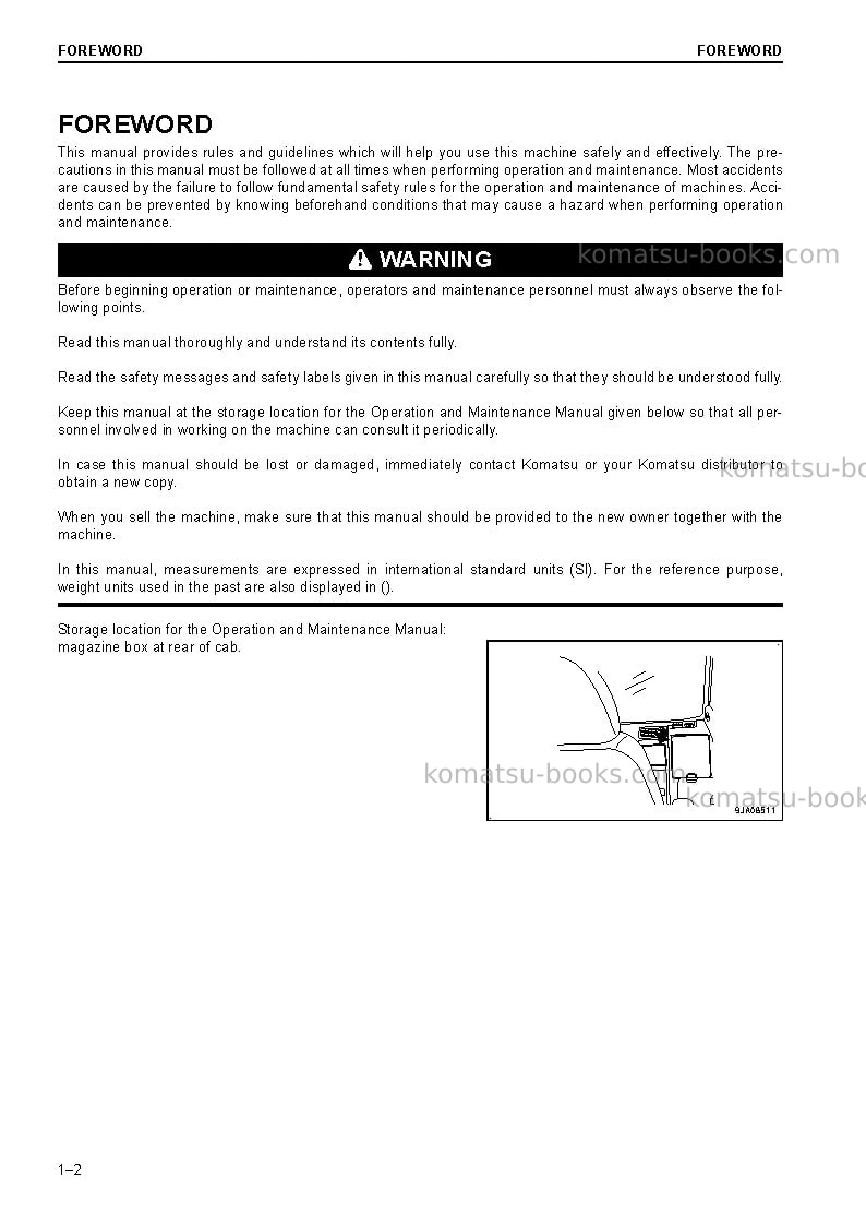 Komatsu pc228uslc-10gbr Operation manual cover Page 4 Komatsu pc228uslc-10gbr Operation manual cover Page 4