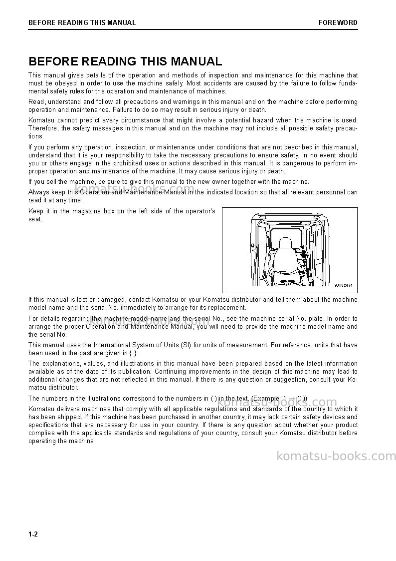 Komatsu pc210lc-11gbr Operation manual cover Page 4 Komatsu pc210lc-11gbr Operation manual cover Page 4
