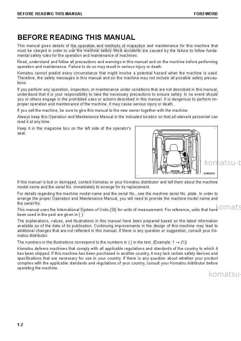 Komatsu pc240nlc-11gbr-demolition Operation manual cover Page 4 Komatsu pc240nlc-11gbr-demolition Operation manual cover Page 4