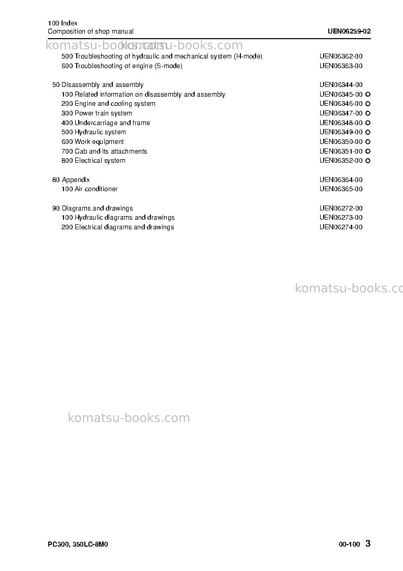 Komatsu pc350lc-8gbr-m0 Repair & maintenance cover Page 4 Komatsu pc350lc-8gbr-m0 Repair & maintenance cover Page 4