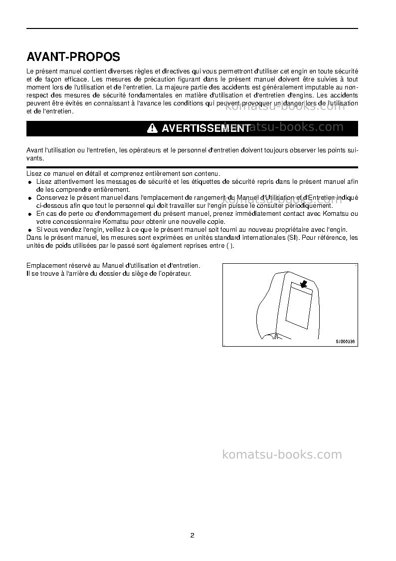 Komatsu pc210lci-10gbr Manuel d'utilisation couverture Page 4 Komatsu pc210lci-10gbr Manuel d'utilisation couverture Page 4