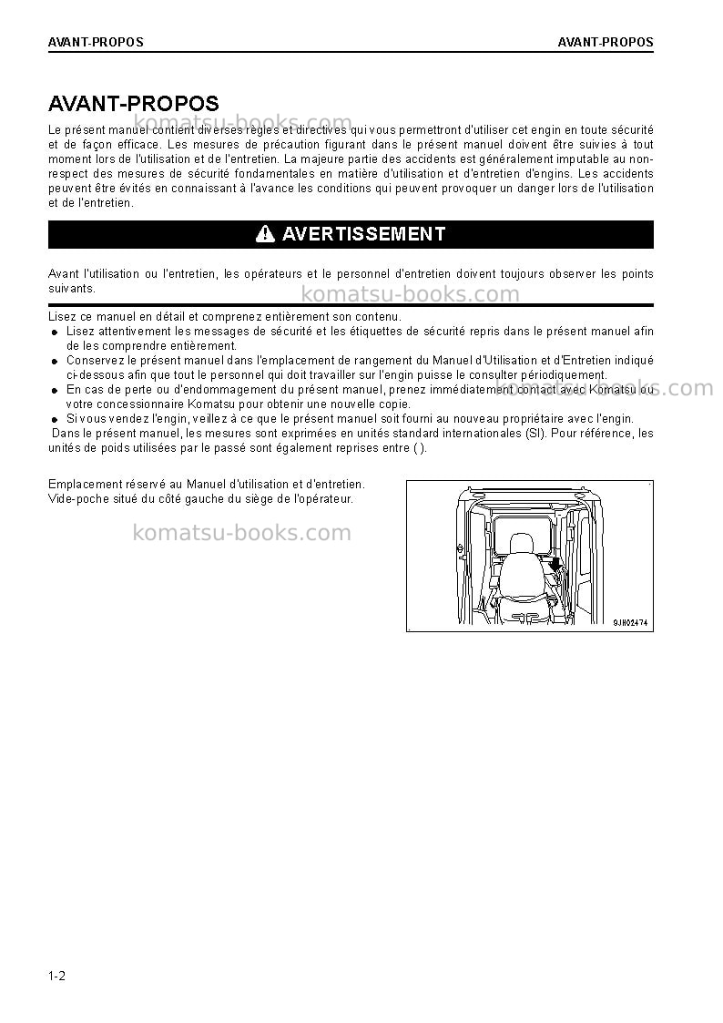 Komatsu pc210lc-10gbr Manuel d'utilisation couverture Page 4