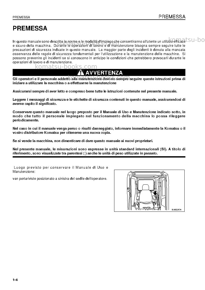 Komatsu pc210-8gbr Manuale operativo copertina Pagina 4 Komatsu pc210-8gbr Manuale operativo copertina Pagina 4