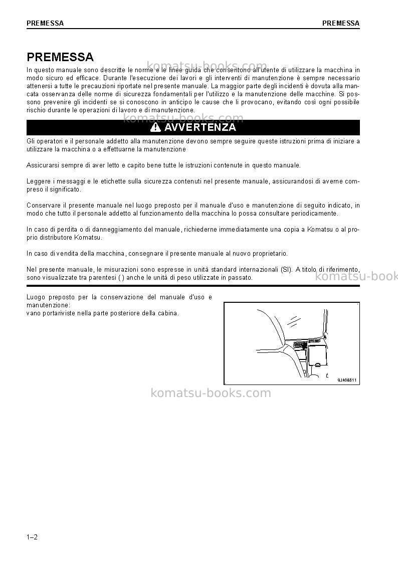 Komatsu pc228uslc-10gbr Manuale operativo copertina Pagina 4 Komatsu pc228uslc-10gbr Manuale operativo copertina Pagina 4