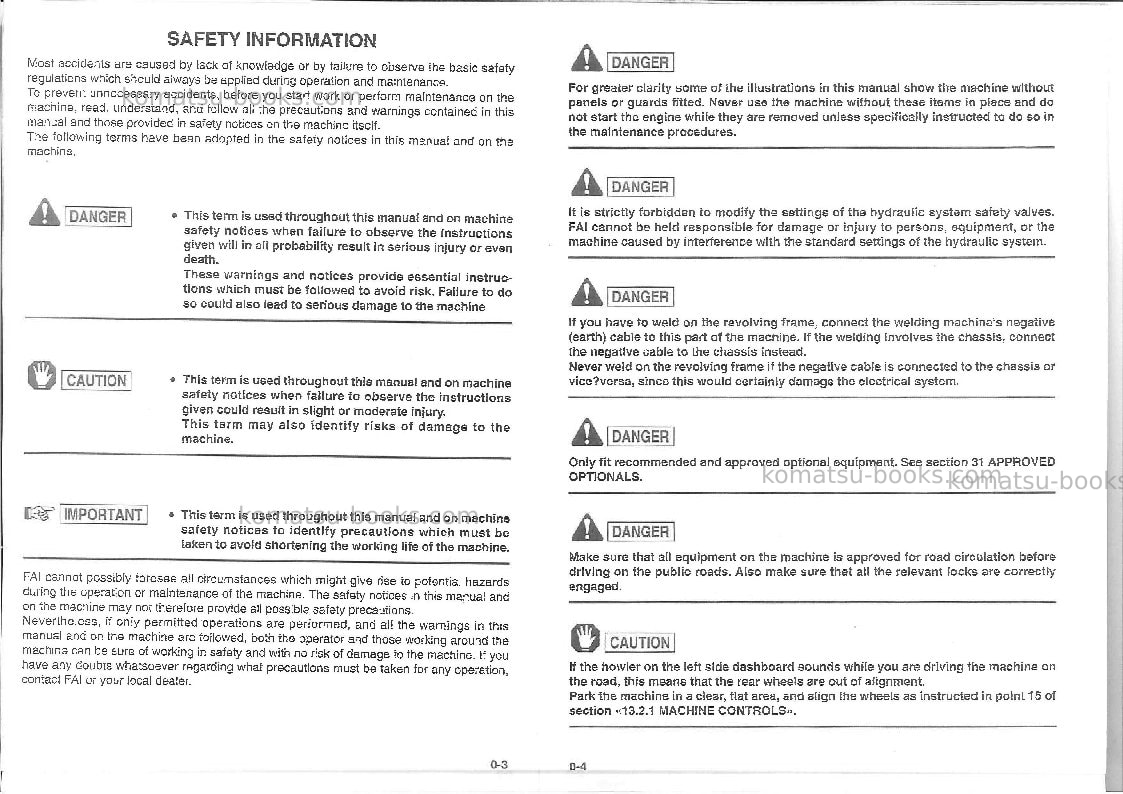 Komatsu 410wita Operation manual cover Page 4 Komatsu 410wita Operation manual cover Page 4